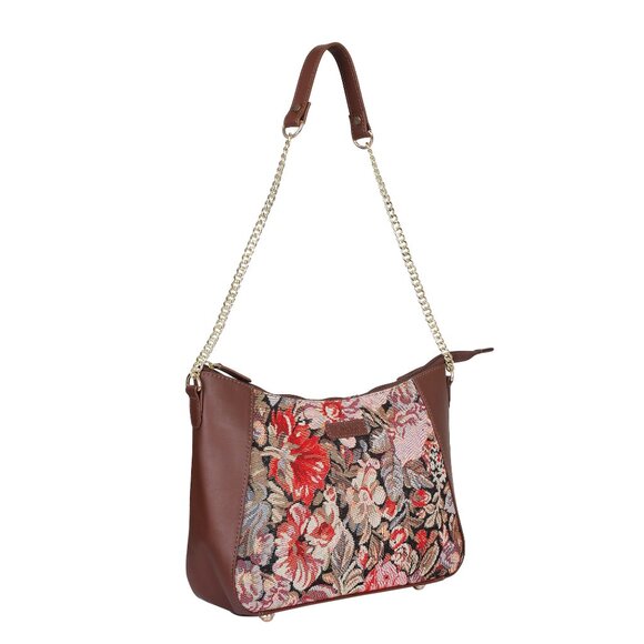 Ladies Tapestry Fabric Hobo Bag in Floral Pattern |Shoulder Sling bag, Purse - Picture 8 of 8